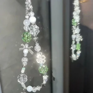 Green Clover Beaded Phone Charm - Thumbnail Image 3