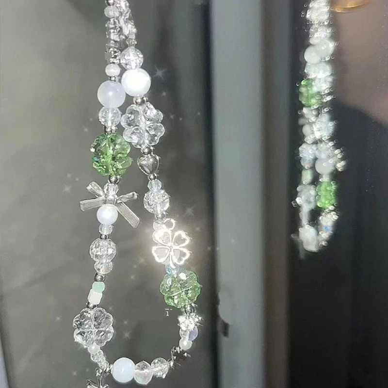 Green Clover Beaded Phone Charm - Image 3