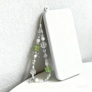 Green Clover Beaded Phone Charm - Thumbnail Image 6
