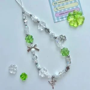 Green Clover Beaded Phone Charm - Thumbnail Image 2
