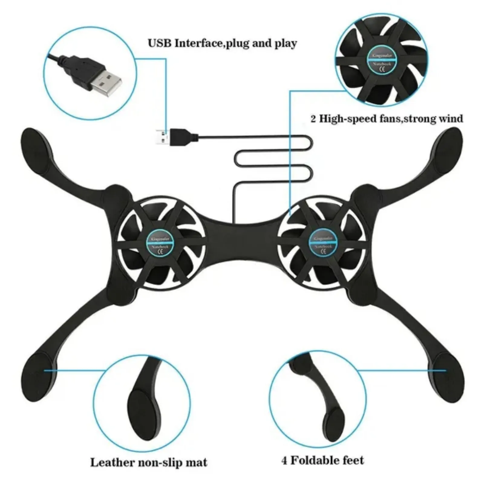Dual USB Laptop Cooling Pad - Image 2