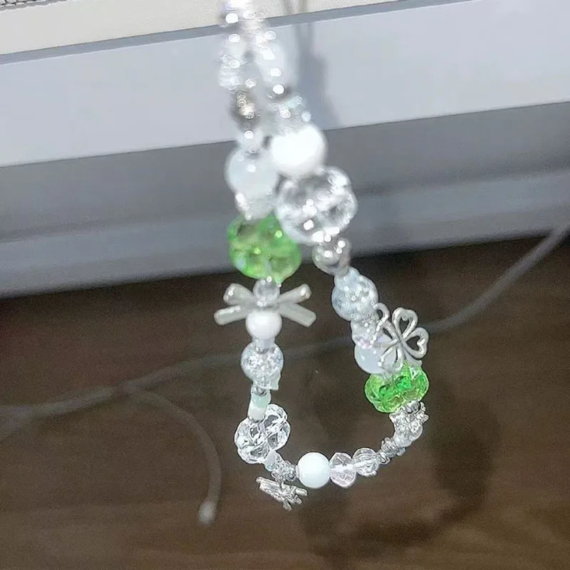 Green Clover Beaded Phone Charm - Image 4