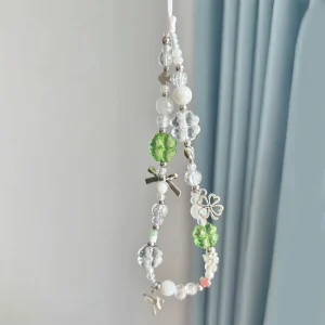 Green Clover Beaded Phone Charm