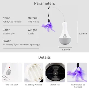 DOEL Cat Interactive Toys Funny Feather Kitten Teaser Indoor - Thumbnail Image 3