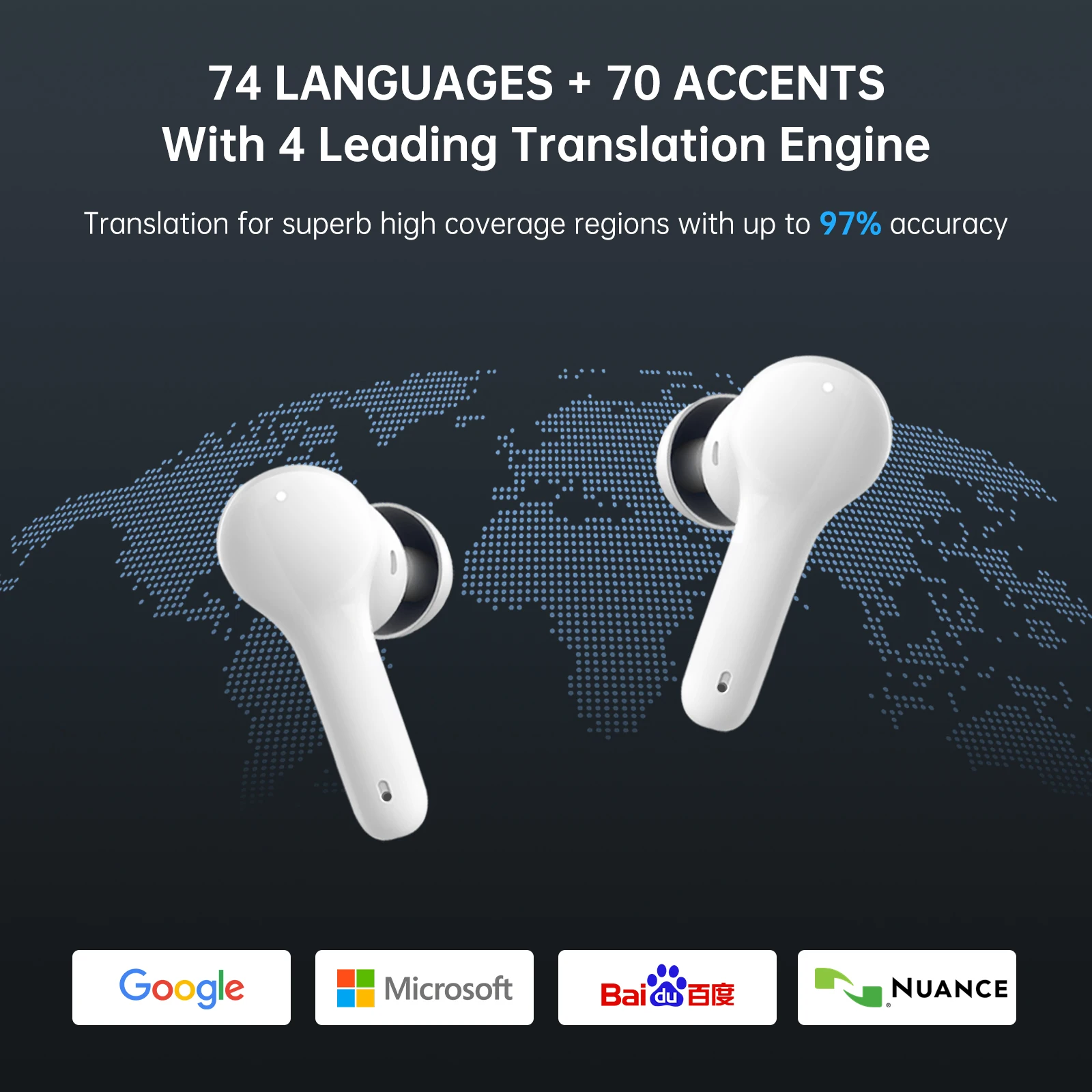 Wooask M6 Translator Earbuds,144 Languages,Bidirectional - Image 2