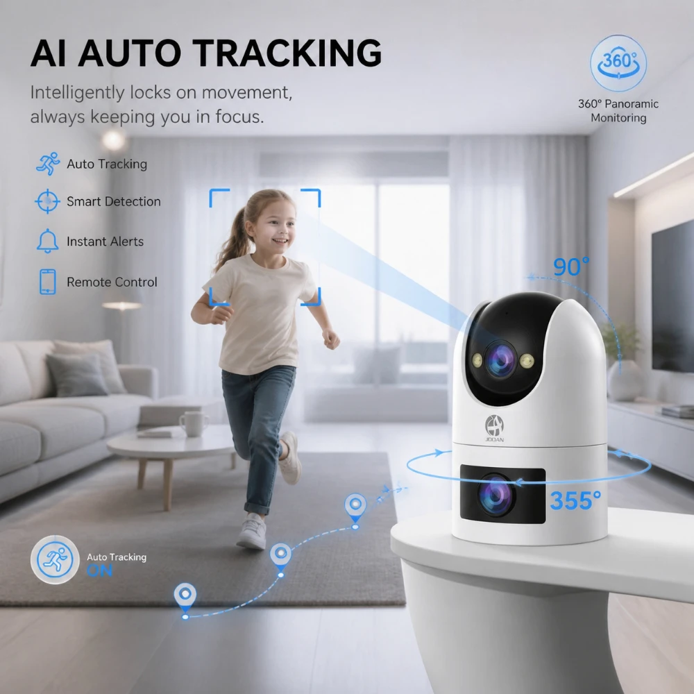 Jooan WiFi Surveillance Camera Dual Lens 4K 8MP HD Outdoor IP Camera AI Tracking Security Protection Wireless Smart Baby Monitor - Image 3