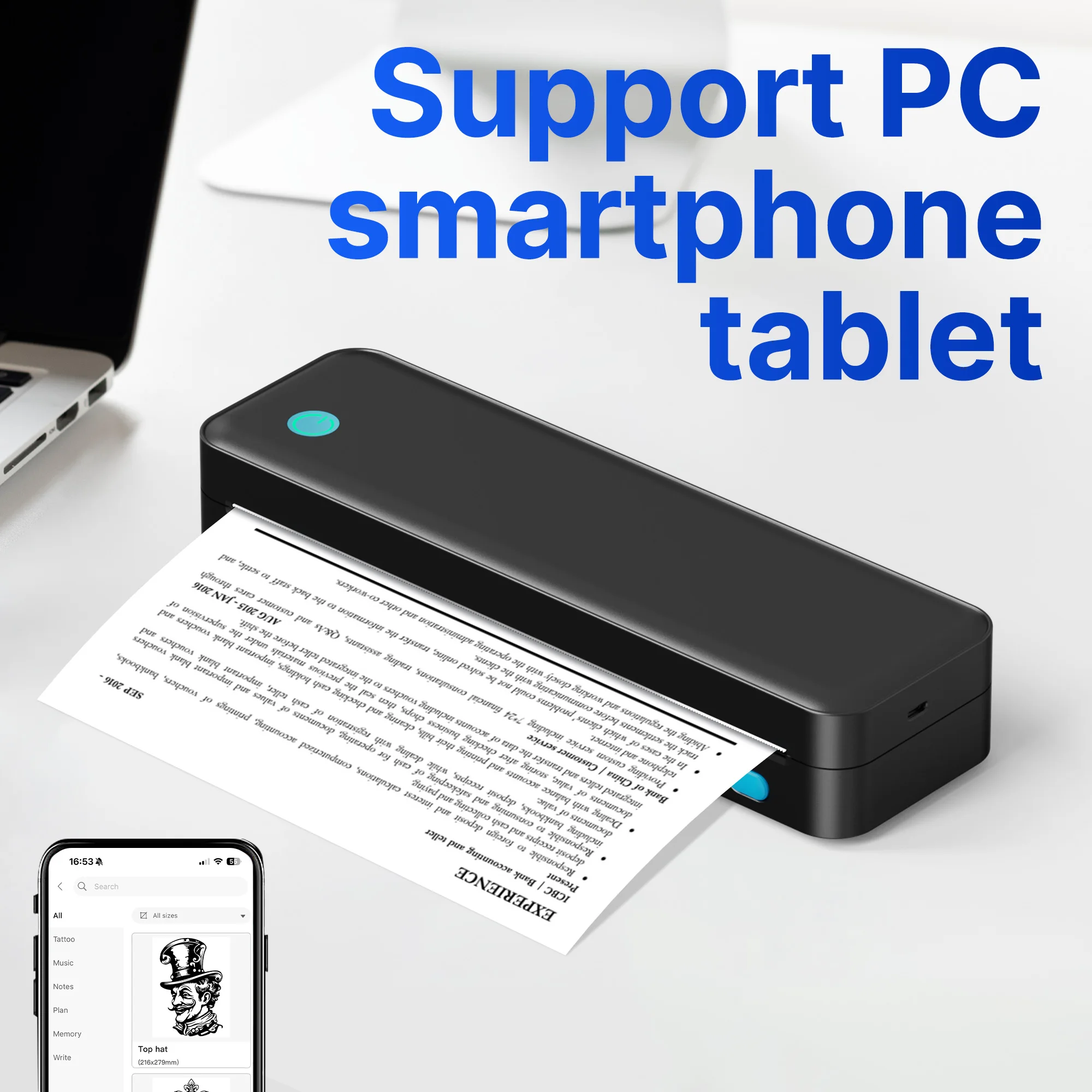 D820 Portable Thermal Printer, Inkless Thermal Printer - Image 1