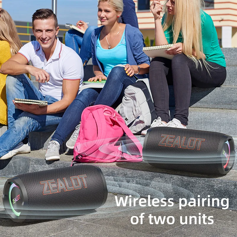 ZEALOT-S76 50W Portable Bluetooth Speaker Wireless Waterproof Outdoor IPX6 Stereo Bass Music Track Speaker Sound Box - Image 6