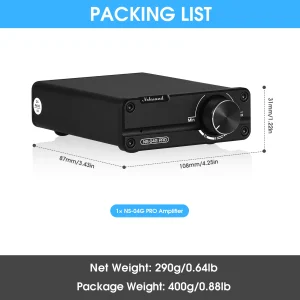 Nobsound NS-04G PRO Mini Digital Power Amplifier HiFi Stereo 2.0 Channel Class D Home Desktop Audio Amp 100W+100W - Thumbnail Image 7