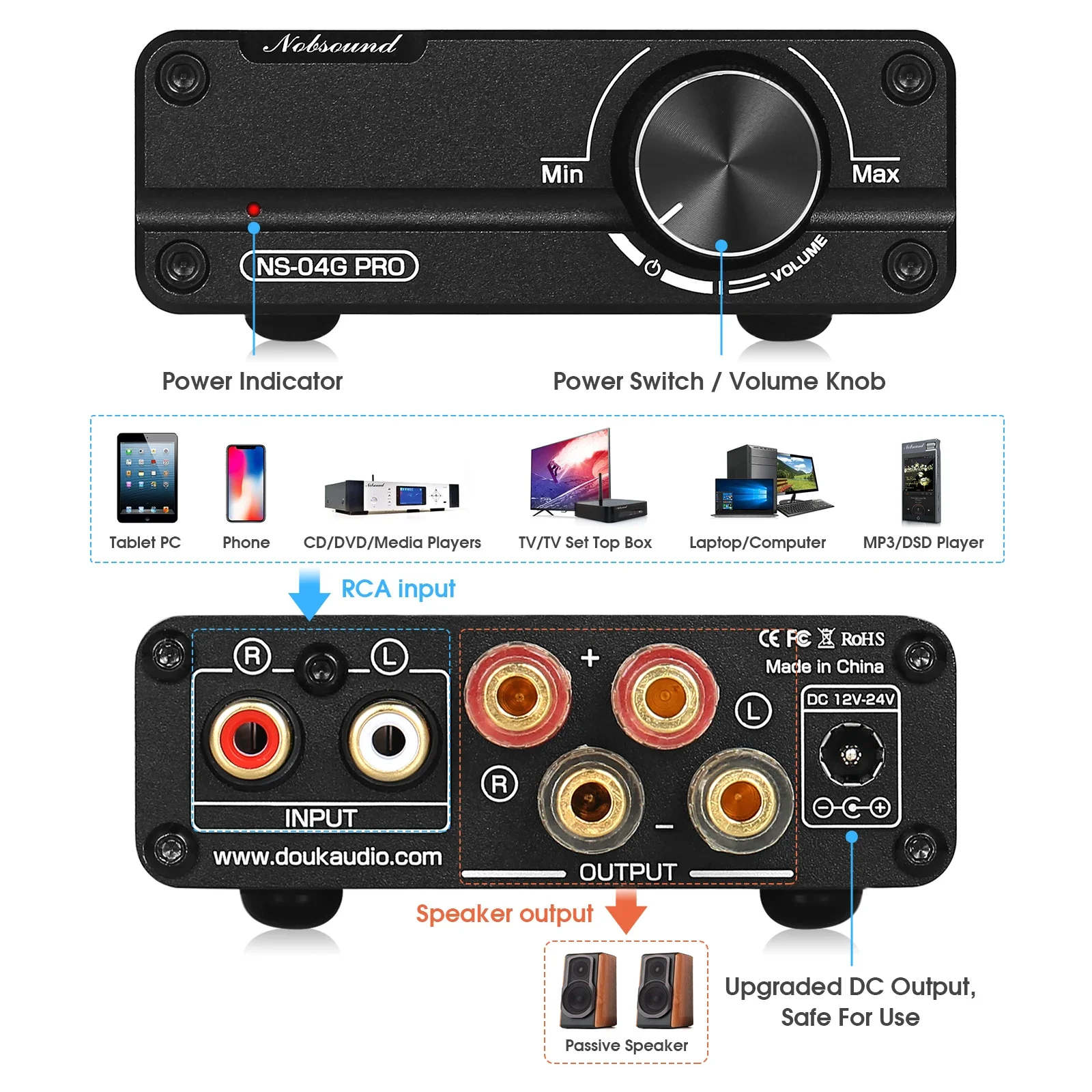 Nobsound NS-04G PRO Mini Digital Power Amplifier HiFi Stereo 2.0 Channel Class D Home Desktop Audio Amp 100W+100W - Image 2