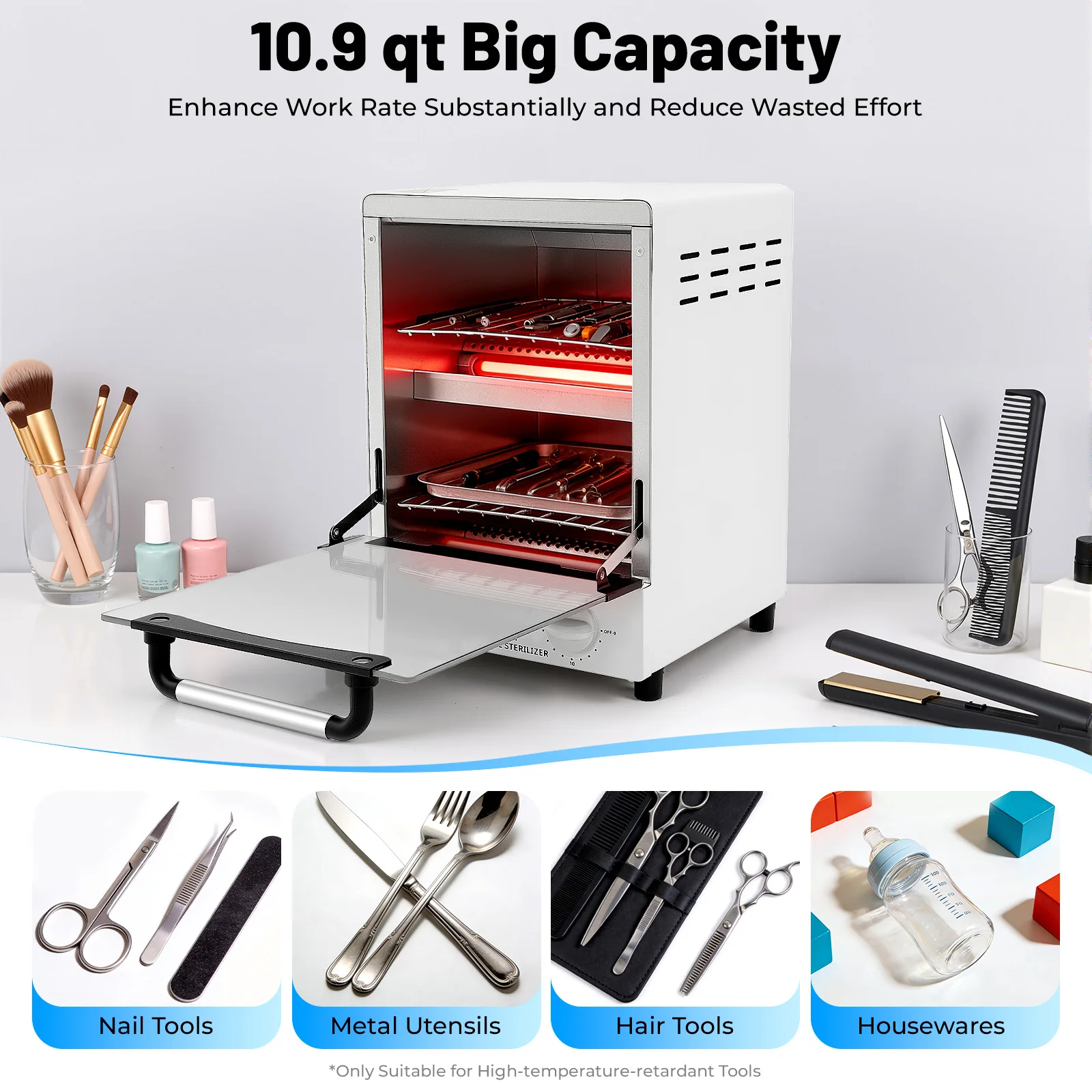 110V 1000W 12L Infrared Heat Sterilizer Nail Tool Sterilize - Image 2