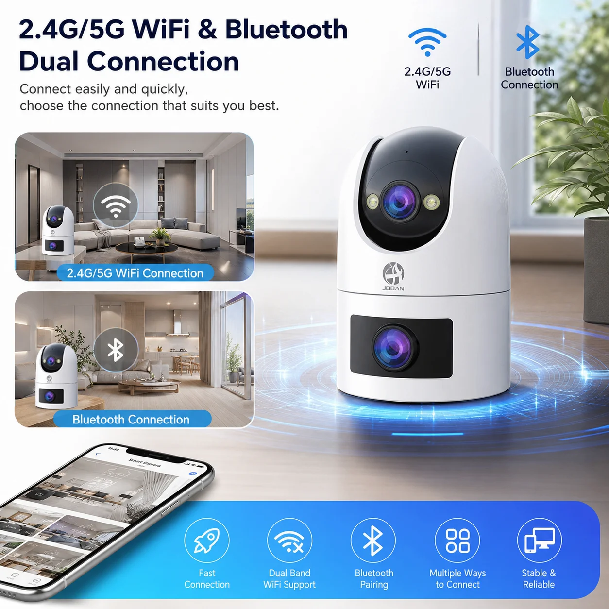 Jooan WiFi Surveillance Camera Dual Lens 4K 8MP HD Outdoor IP Camera AI Tracking Security Protection Wireless Smart Baby Monitor - Image 2