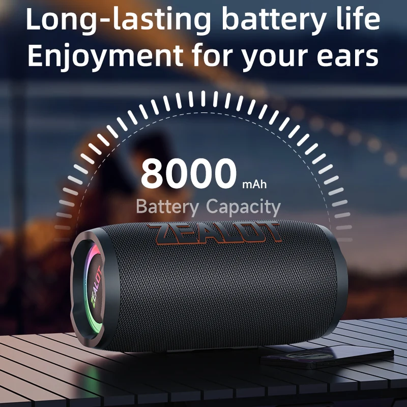 ZEALOT-S76 50W Portable Bluetooth Speaker Wireless Waterproof Outdoor IPX6 Stereo Bass Music Track Speaker Sound Box - Image 5
