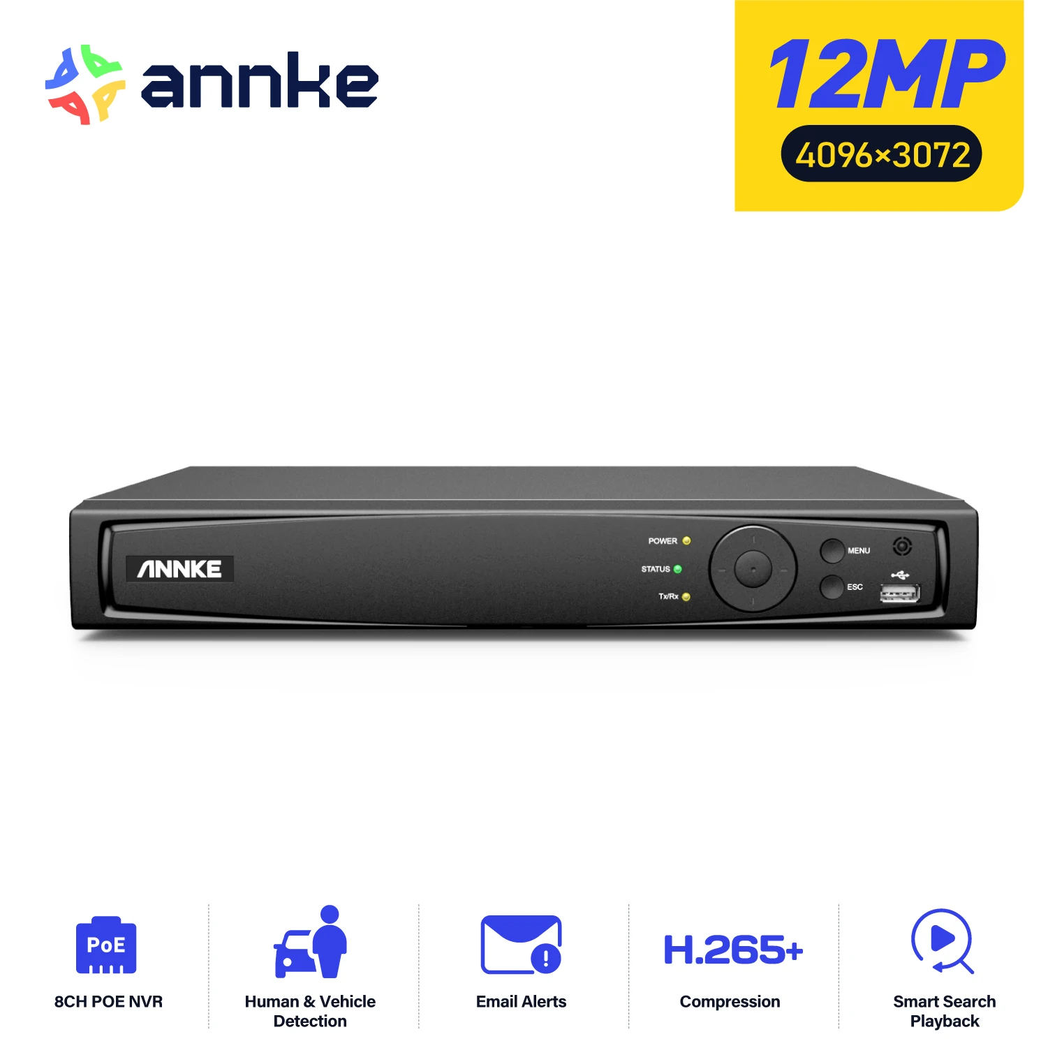 ANNKE 8CH 12MP POE Video Recorder H.265+ NVR Video Surveillance Security For 2MP 4MP 5MP 6MP 8MP/4K 12MP IP POE Camera - Image 1