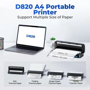 D820 Portable Thermal Printer, Inkless Thermal Printer - Thumbnail Image 3