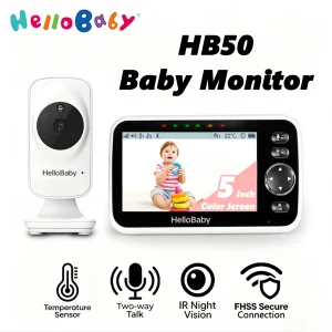 HelloBaby HB050 Baby Monitor, 5.0'' Diagonal Color Screen, Two-way Talk,