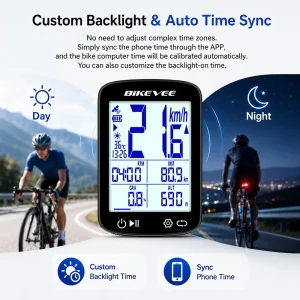BIKEVEE Newest 2.4-inch LCD Smart Digital Screen Multifunctional USB Rechargeable Wireless GPS Bike Computer 5.3 Bluetooth Outdoor Riding Bicycle Speedometer Odometer Stopwatch Tracker with Auto Backlight Cyclocomputer Bike Accessories Connect BIKEVEE APP - Thumbnail Image 2