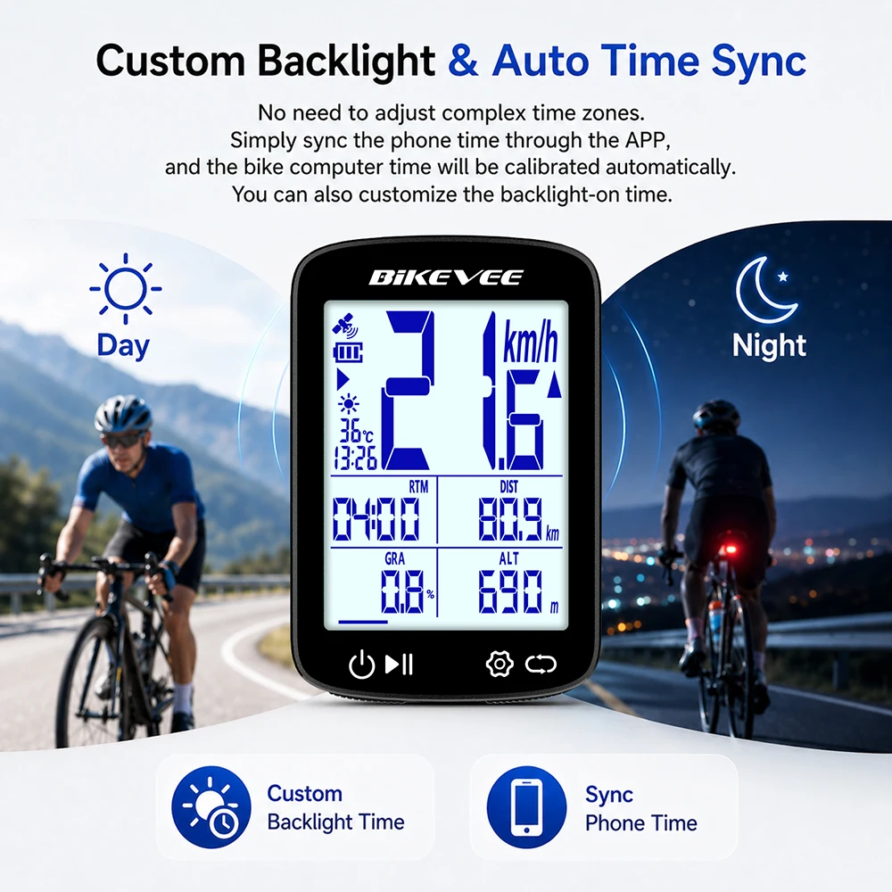 BIKEVEE Newest 2.4-inch LCD Smart Digital Screen Multifunctional USB Rechargeable Wireless GPS Bike Computer 5.3 Bluetooth Outdoor Riding Bicycle Speedometer Odometer Stopwatch Tracker with Auto Backlight Cyclocomputer Bike Accessories Connect BIKEVEE APP - Image 2