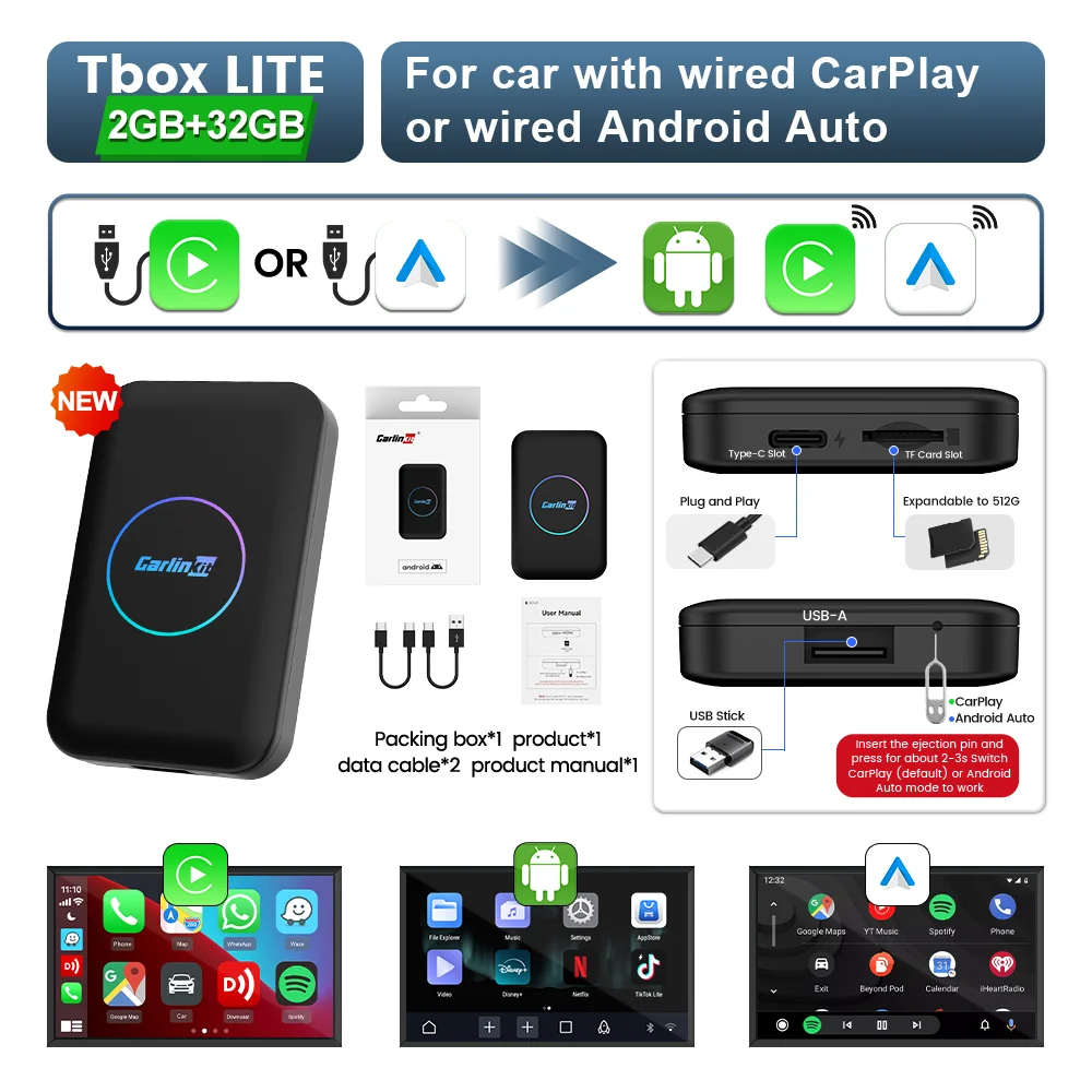 CarlinKit Android TV Box CarPlay Ai Box Support Netflix - Image 1