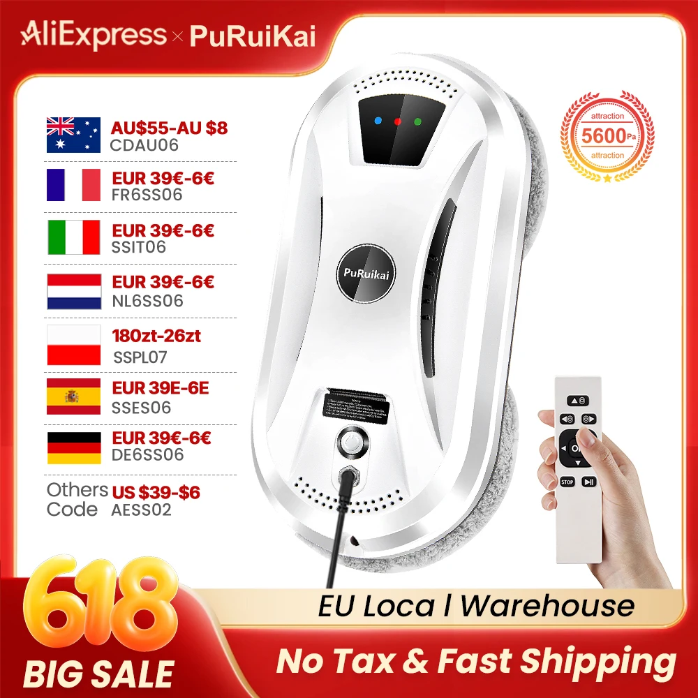 PuRuiKai Ultra Thin Robot Vacuum Cleaner Window Cleaning Robot Window - Image 1