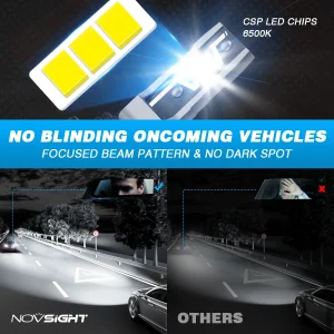 NOVSIGHT LED Headlight Bulbs 2PCS 9005 2PCS H11 Car Headlamp High Low Beam - Thumbnail Image 3