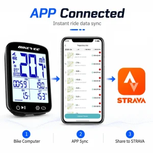BIKEVEE Newest 2.4-inch LCD Smart Digital Screen Multifunctional USB Rechargeable Wireless GPS Bike Computer 5.3 Bluetooth Outdoor Riding Bicycle Speedometer Odometer Stopwatch Tracker with Auto Backlight Cyclocomputer Bike Accessories Connect BIKEVEE APP - Thumbnail Image 3